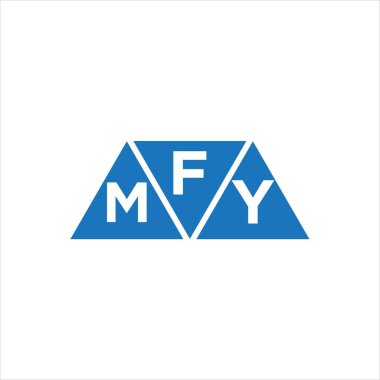 Beyaz arkaplanda FMY üçgen şekil logosu tasarımı. FMY yaratıcı harflerin baş harfleri logo kavramı.