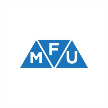 Beyaz arka planda FMU üçgen logo tasarımı. FMU yaratıcı harflerin baş harfleri logo kavramı.