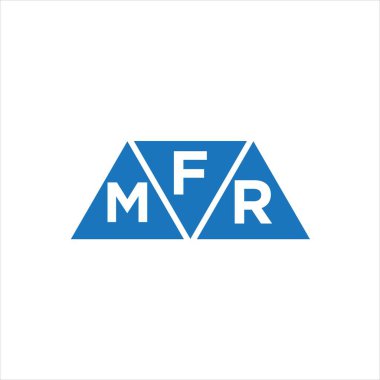 Beyaz arkaplanda FMR üçgen şekil logosu tasarımı. FMR yaratıcı harf logosu kavramı.