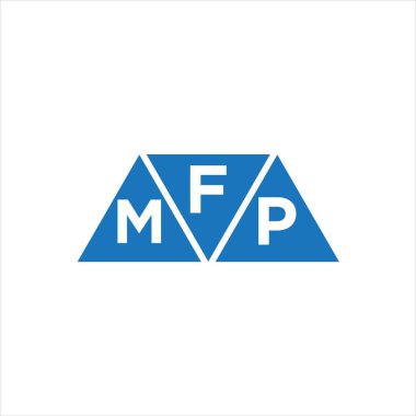 Beyaz zemin üzerinde FMP üçgen şekil logosu tasarımı. FMP yaratıcı harf logosu kavramı.