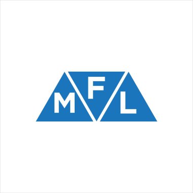 Beyaz arkaplanda FML üçgen şekil logosu tasarımı. FML yaratıcı harflerin baş harfleri logo kavramı.