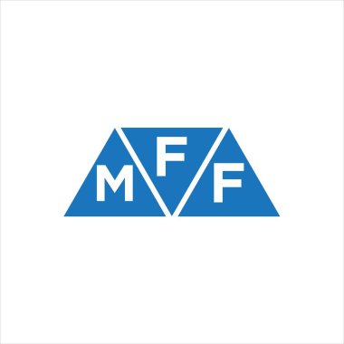 Beyaz arkaplanda FMF üçgen şekil logosu tasarımı. FMF yaratıcı harf logosu kavramı.