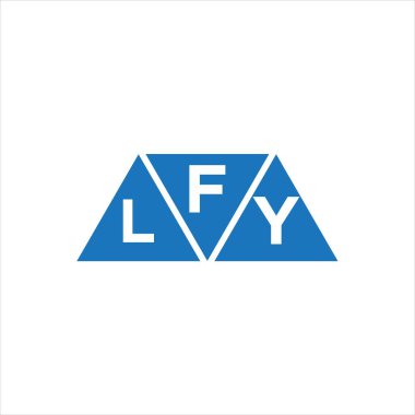 Beyaz arkaplanda Uçan Üçgen şekil logosu tasarımı. FLY yaratıcı harf logosu kavramı.