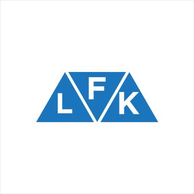 Beyaz arkaplanda FLK üçgen şekil logosu tasarımı. FLK yaratıcı harflerin baş harfleri logo kavramı.