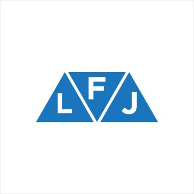 Beyaz arkaplanda FLJ üçgen şekil logosu tasarımı. FLJ yaratıcı harf logosu kavramı.
