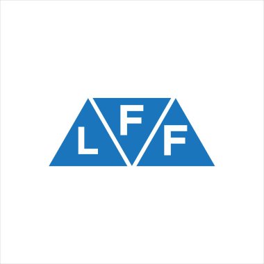 Beyaz arkaplanda FLF üçgen şekil logosu tasarımı. FLF yaratıcı harf logosu kavramı.