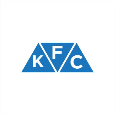Beyaz arkaplanda FKC üçgen şekil logosu tasarımı. FKC yaratıcı harflerin baş harfleri logo kavramı.