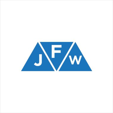 Beyaz arkaplanda FJW üçgen şekil logosu tasarımı. FJW yaratıcı harflerin baş harfleri logo kavramı.