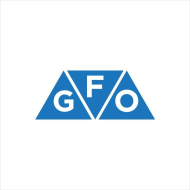 Beyaz arkaplanda FGO üçgen şekil logosu tasarımı. FGO yaratıcı harflerin baş harfleri logo kavramı.