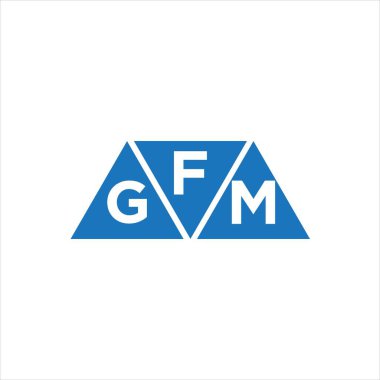 Beyaz arkaplanda FGM üçgen şekil logosu tasarımı. FGM yaratıcı harf logosu kavramı.