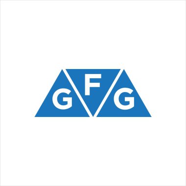 Beyaz arkaplanda FGG üçgen şekil logosu tasarımı. FGG yaratıcı harflerin baş harfleri logo kavramı.