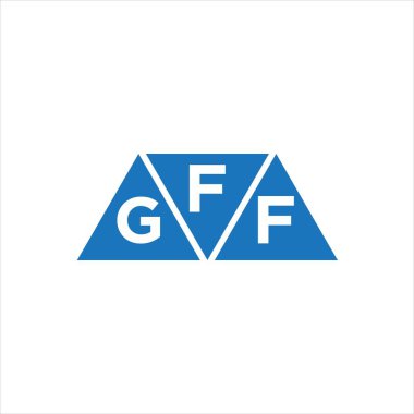 Beyaz arkaplanda FGF üçgen şekil logosu tasarımı. FGF yaratıcı harf logosu kavramı.