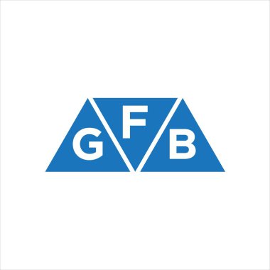 Beyaz arka planda FGB üçgen şekil logosu tasarımı. FGB yaratıcı harf logosu kavramı.