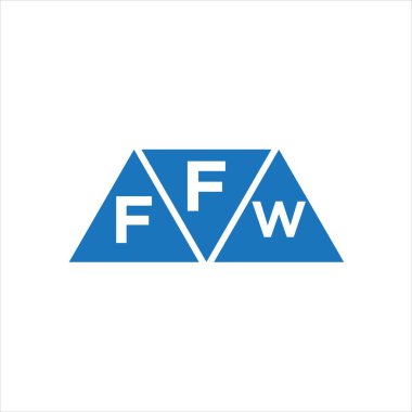 Beyaz arkaplanda FFW üçgen şekil logosu tasarımı. FFW yaratıcı harflerin baş harfleri logo kavramı.