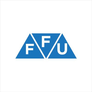 Beyaz arka planda FFU üçgen logo tasarımı. FFU yaratıcı harflerin baş harfleri logo kavramı.