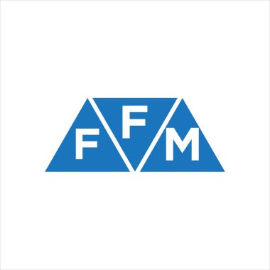 Beyaz arkaplanda FFM üçgen şekil logosu tasarımı. FFM yaratıcı harf logosu kavramı.
