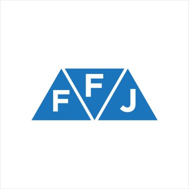 Beyaz arkaplanda FFJ üçgen şekil logosu tasarımı. FFJ yaratıcı harflerin baş harfleri logo kavramı.
