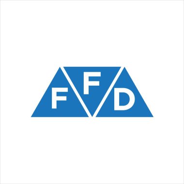Beyaz arka planda FFD üçgen şekil logosu tasarımı. FFD yaratıcı harflerin baş harfleri logo kavramı.