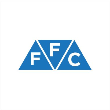 Beyaz arkaplanda FFC üçgen şekil logosu tasarımı. FFC yaratıcı harf logosu kavramı.