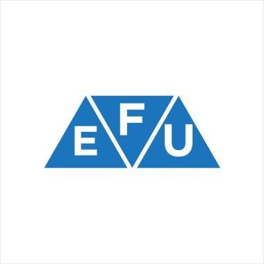 Beyaz arka planda FEU üçgeni şekilli logo tasarımı. FEU yaratıcı harflerin baş harfleri logo kavramı.