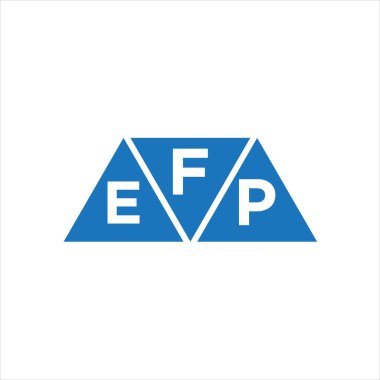 Beyaz arka planda FEP üçgen şekil logosu tasarımı. FEP yaratıcı harflerin baş harfleri logo kavramı.