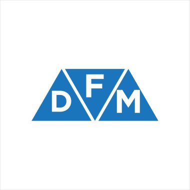 Beyaz arkaplanda FDM üçgen şekil logosu tasarımı. FDM yaratıcı harf logosu kavramı.