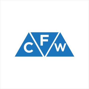 Beyaz arkaplanda FCW üçgen şekil logosu tasarımı. FCW yaratıcı harflerin baş harfleri logo kavramı.