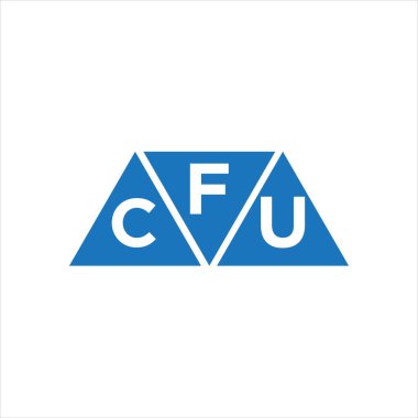 Beyaz arka planda FCU üçgen logo tasarımı. FCU yaratıcı harflerin baş harfleri logo kavramı.