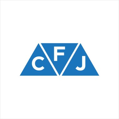 Beyaz arkaplanda FCJ üçgen şekil logosu tasarımı. FCJ yaratıcı harflerin baş harfleri logo kavramı.
