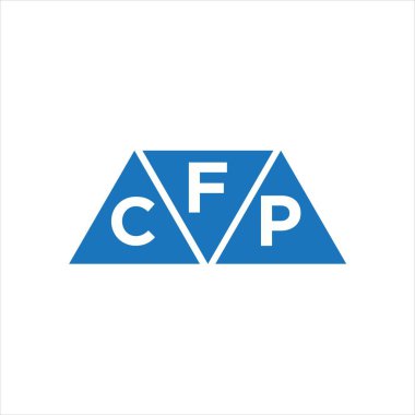 Beyaz arkaplanda FCP üçgen şekil logosu tasarımı. FCP yaratıcı harflerin baş harfleri logo kavramı.