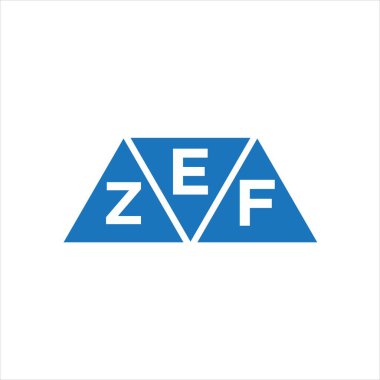 Beyaz arkaplanda EZF üçgen şekil logosu tasarımı. EZF yaratıcı harf logosu kavramı.
