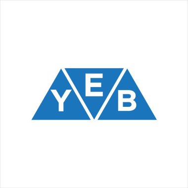 Beyaz arkaplanda EYB üçgen şekil logosu tasarımı. EYB yaratıcı harf logosu kavramı.