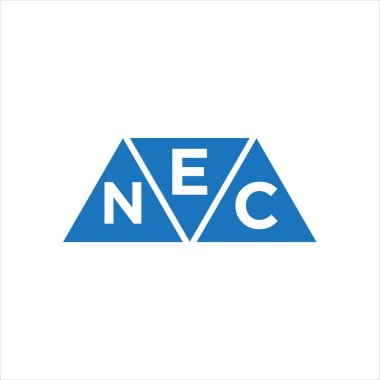 Beyaz arkaplanda ENC üçgen şekil logosu tasarımı. ENC yaratıcı harf logosu kavramı.