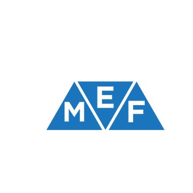 Beyaz arkaplanda EMF üçgen şekil logosu tasarımı. EMF yaratıcı harflerin baş harfleri logo kavramı.