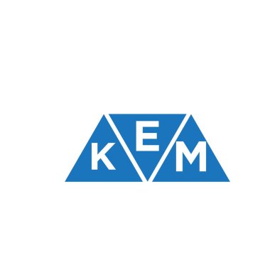 Beyaz arkaplanda EKM üçgen şekil logosu tasarımı. EKM yaratıcı harflerin baş harfleri logo kavramı.