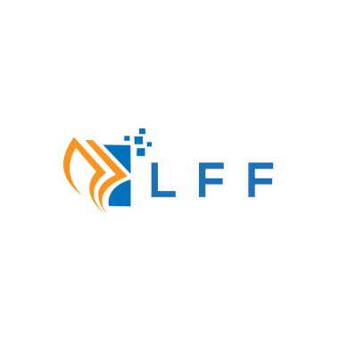 Beyaz arka planda LFF kredi onarım logosu tasarımı. LFF yaratıcı baş harfleri Growth grafik harfi logosu konsepti. LFF işletme finans logosu tasarımı.