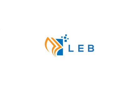 Beyaz arka planda LEB kredi onarım logosu tasarımı. LEB yaratıcı harflerin baş harfleri, grafiksel logo konsepti. LEB işletme finans logosu tasarımı.