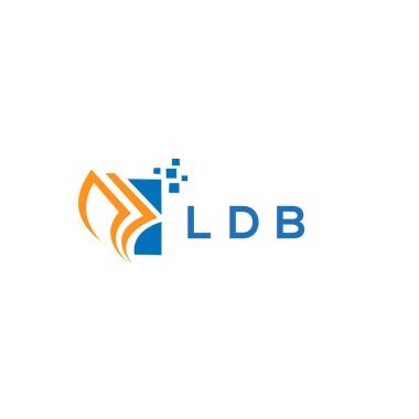 Beyaz arka planda LDB kredi onarım logosu tasarımı. LDB yaratıcı baş harfleri Growth grafik harf logosu konsepti. LDB işletme finans logosu tasarımı.