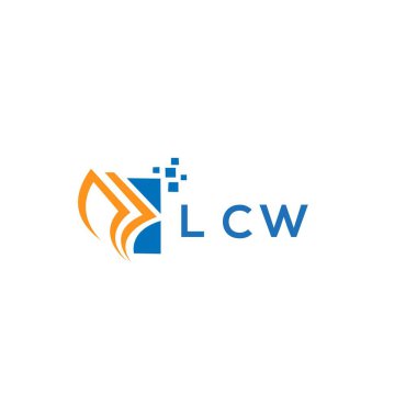 Beyaz arka planda LCW kredi onarım logosu tasarımı. LCW yaratıcı harflerin baş harfleri grafik harfi logosu konsepti. LCW işletme finans logosu tasarımı.