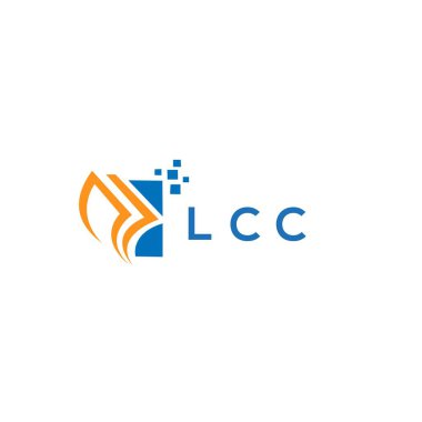 Beyaz arka planda LCC kredi onarım logosu tasarımı. LCC yaratıcı harflerin baş harfleri, grafiksel logo konsepti. LCC işletme finans logosu tasarımı.