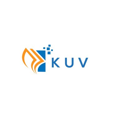 Beyaz arka planda KUV kredi onarım logosu tasarımı. KUV yaratıcı harflerin baş harfleri grafik harfi logosu konsepti. KUV işletme finans logosu tasarımı.