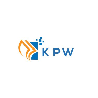 Beyaz arka planda KPW kredi onarım logosu tasarımı. KPW yaratıcı isminin baş harfleri Grafik Harfi Logosu. KPW işletme finans logosu tasarımı.