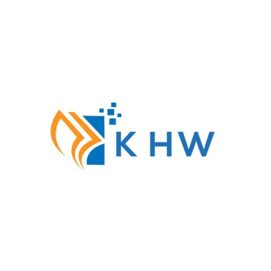 Beyaz arka planda KHW kredi onarım logosu tasarımı. KHW yaratıcı harflerin baş harfleri. Grafik harfi logosu kavramı. KHW işletme finans logosu tasarımı.