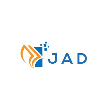 Beyaz arka planda JAD kredi onarım logosu tasarımı. JAD yaratıcı baş harfleri Growth grafik harf logosu kavramı. JAD işletme finans logosu tasarımı.