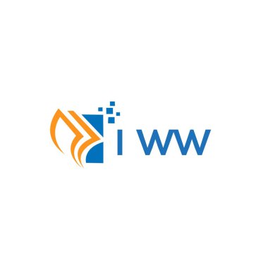 Beyaz arka planda IWW kredi onarım logosu tasarımı. IWW yaratıcı harfler büyüyen grafik harf logosu konsepti. IWW işletme finans logosu tasarımı.