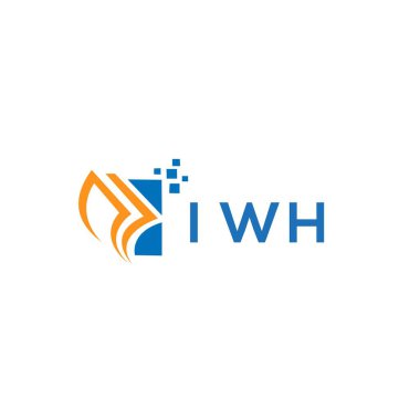 Beyaz arka planda IWH kredi onarım logosu tasarımı. IWH yaratıcı baş harfleri büyüyen grafik harf logosu kavramı. IWH işletme finans logosu tasarımı.