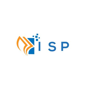 Beyaz arka planda ISP kredi onarım logosu tasarımı. ISP yaratıcı baş harfleri Growth grafik harfi logosu konsepti. ISP işletme finans logosu tasarımı.