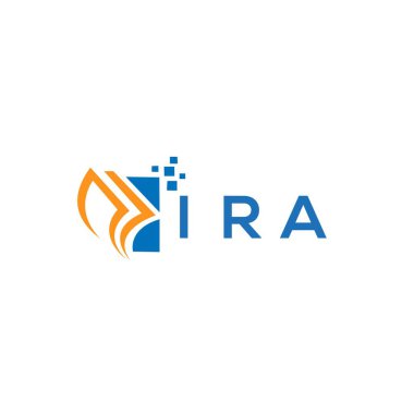 Beyaz arka planda IRA kredi onarım logosu tasarımı. IRA 'nın yaratıcı baş harfleri Growth grafik harfi logosu. IRA işletme finans logosu tasarımı.