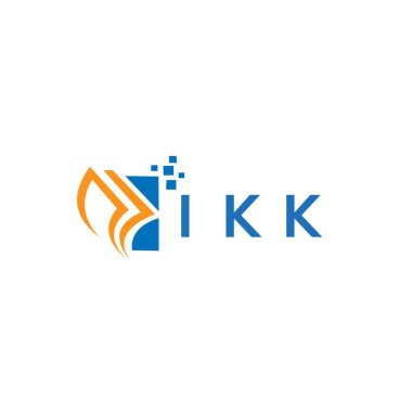 Beyaz arka planda IKK kredi onarım logosu tasarımı. IKK yaratıcı baş harfleri Growth grafik harf logosu kavramı. IKK işletme finans logosu tasarımı.