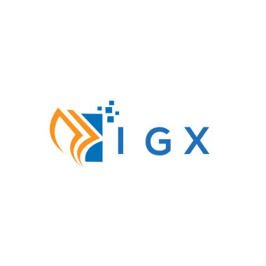 Beyaz arka planda IGX kredi onarım logosu tasarımı. IGX 'in yaratıcı baş harfleri Growth grafik harfi logosu. IGX ticari finans logosu tasarımı.